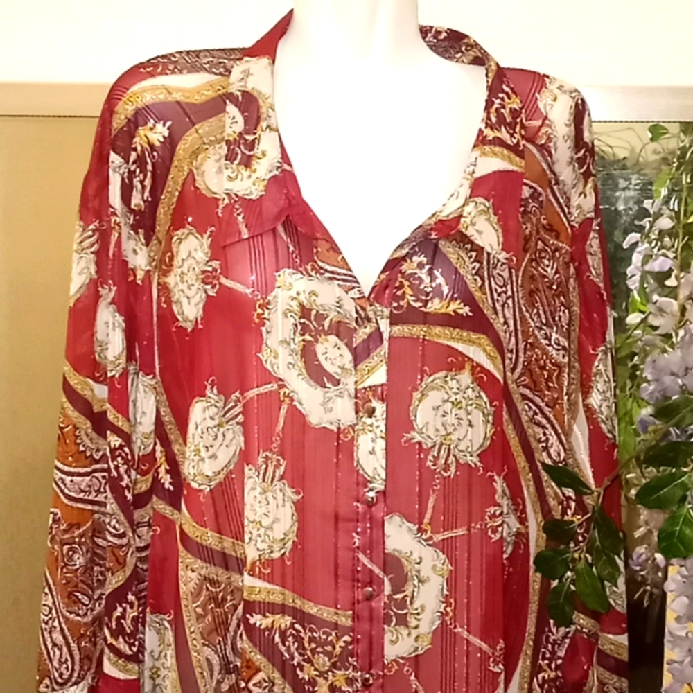 EST. 1946 Medallion Printed Sheer Blouse